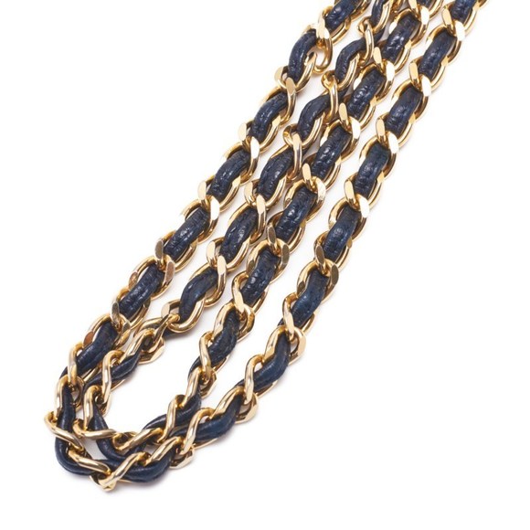 Chanel Matelasse Coco Mark Double Chain Lambskin Navy - Picture 5 of 7